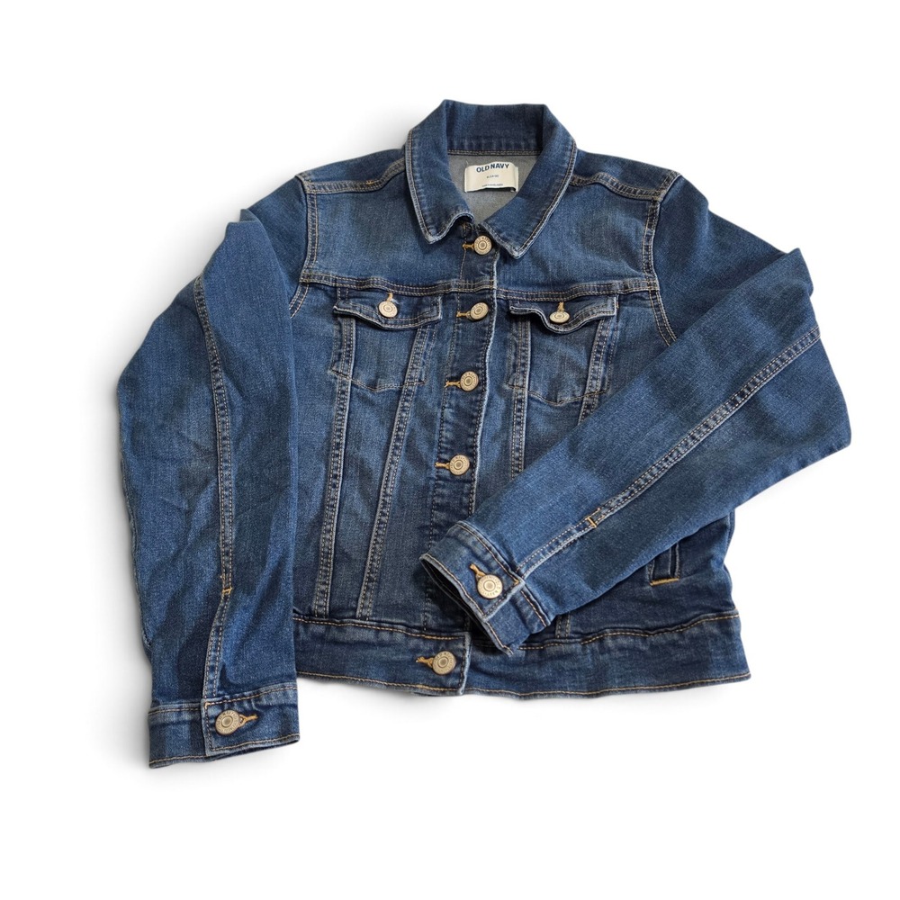 Old Navy Shasta Denim Stretch Trucker Jacket XL 14-16 Blue Medium Wash